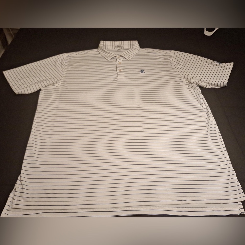 Peter Millar Polo Men's Blue Stripe Raleigh Country Club Logo XXL